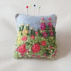 Garden Pincushion - felted and embroidered