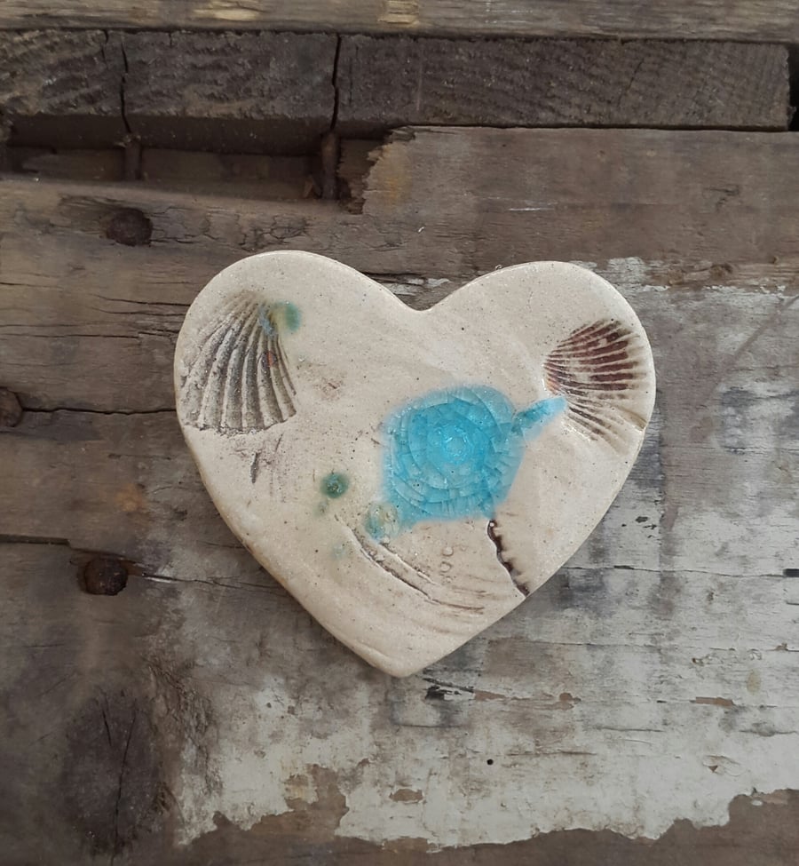 Beside The Sea Ceramic Heart Brooch