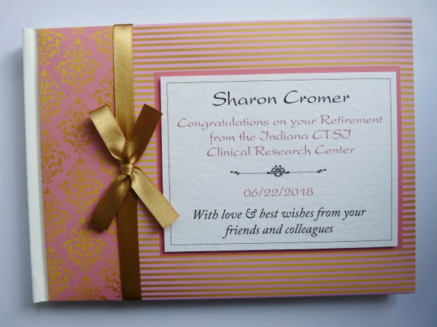 Rose-gold retirement guest book, retirement gift, retirement party book