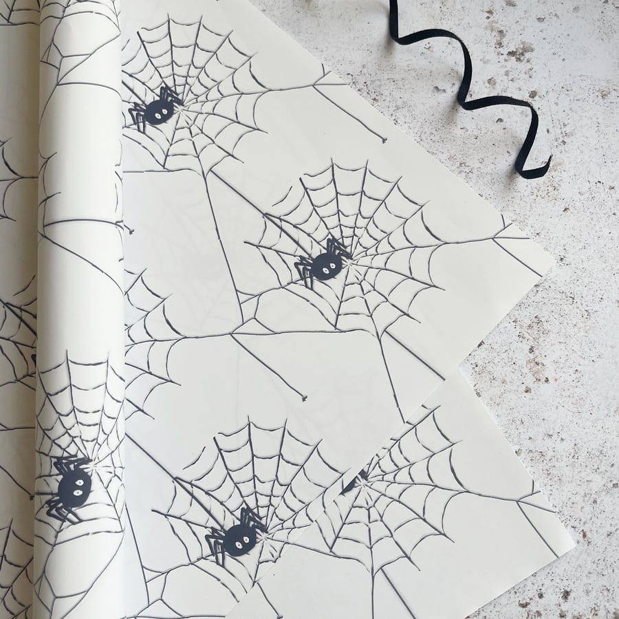 Spiderweb gift wrap Halloween themed Wrapping paper, Premium smooth paper