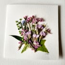 Handmade 'Ivy and Limonium' Pressed Flower Blank Greeting Card 