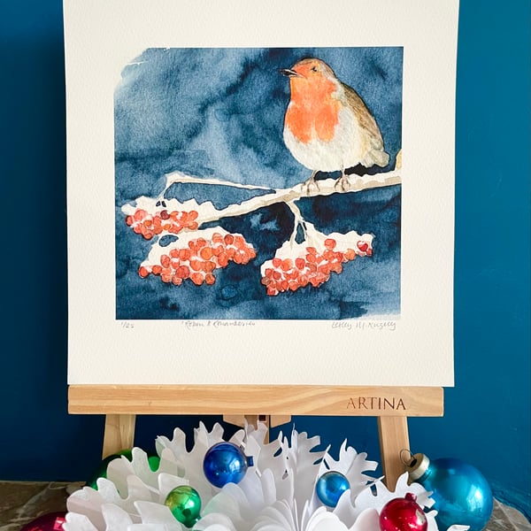 'Robin & Rowanberries' limited edition giclée print