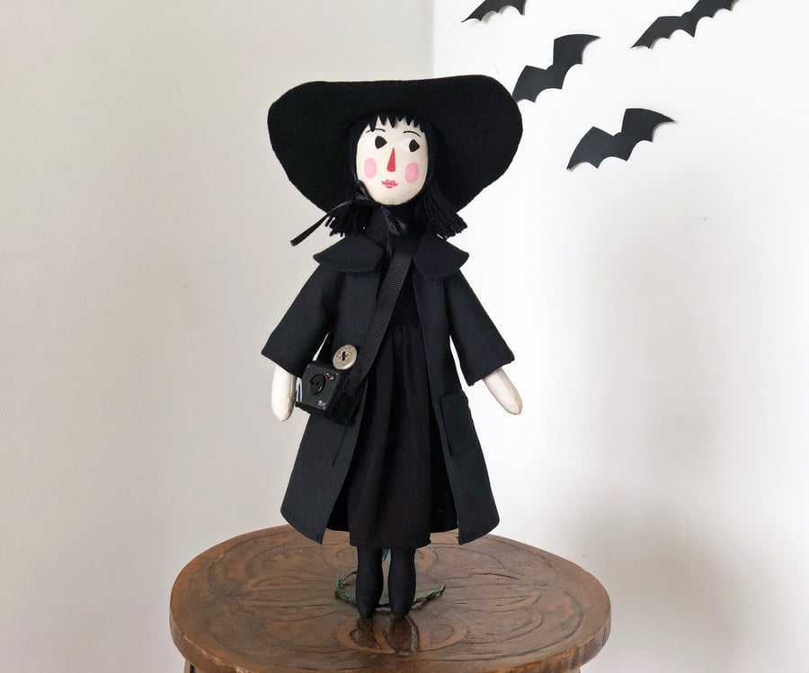 Handmade art doll, Lydia Deetz, Beetlejuice art, collectible, soft sculpture toy