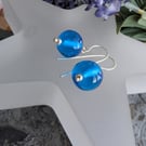 Handmade Aqua Globe Lampwork Earrings
