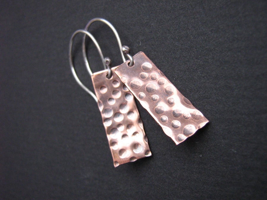 Copper and sterling silver earrings