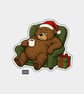 Unique Funny Christmas Sticker Xmas Decal - Cute Sad Brown Bear