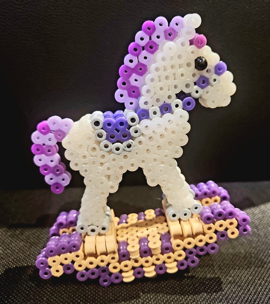 3d rocking-horse made out of hama beads