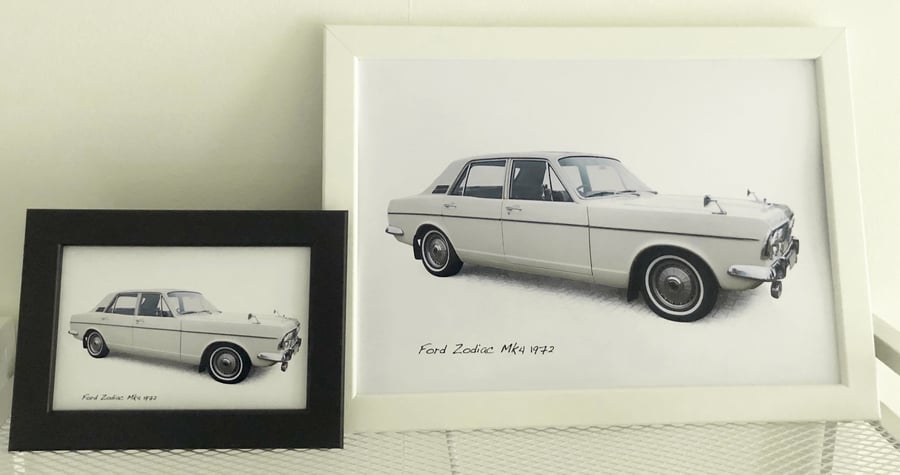 Ford Zodiac Mk4 1972 - 4x6" or A4 Photo in a Black or White frame