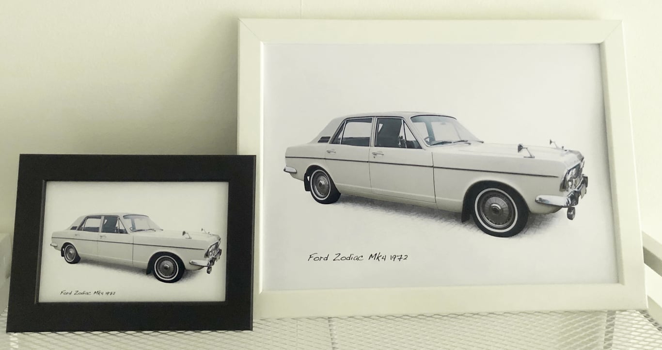 Ford Zodiac Mk4 1972 - 4x6" or A4 Photo in a Black or White frame