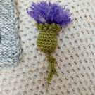 Thistle crochet stick pin brooch