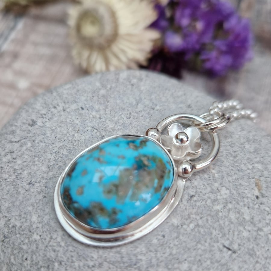 Sterling Silver and Turquoise Gemstone Necklace - JBJ7005
