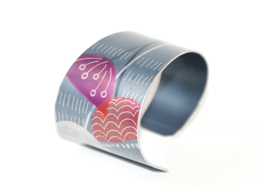 Hand printed seed head bracelet - grey