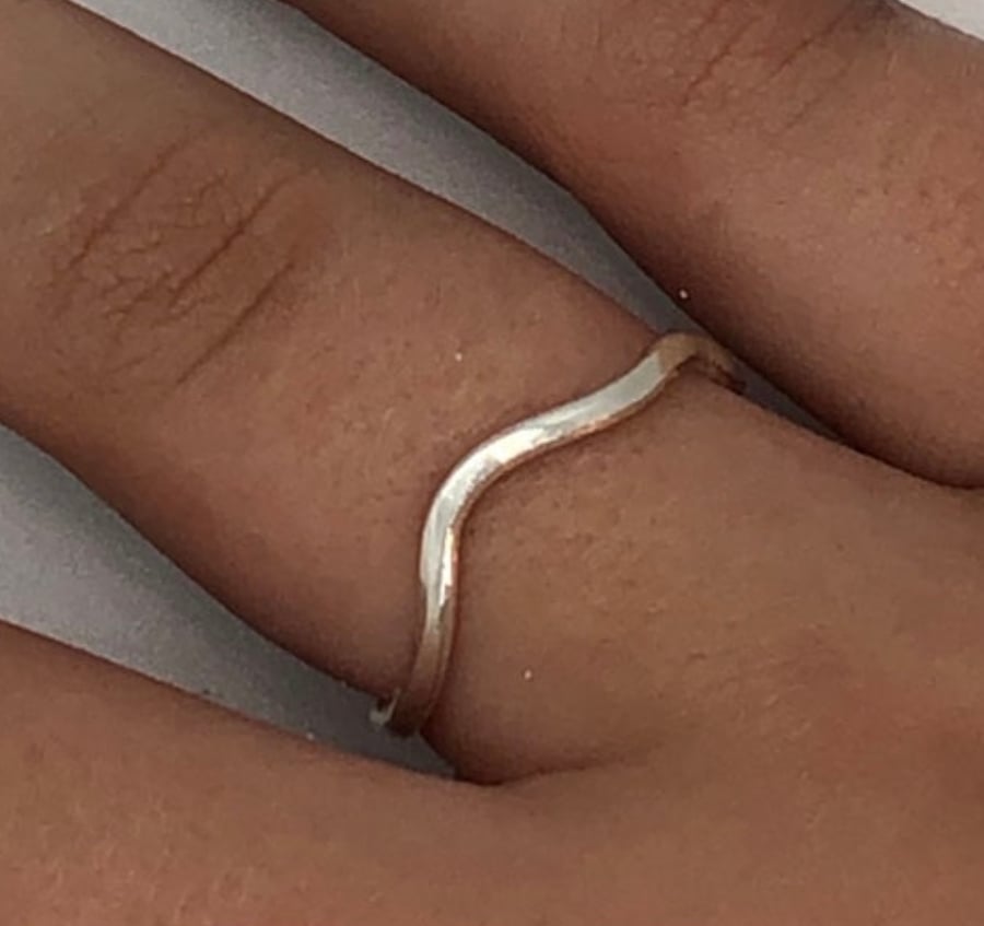 Silver Wave Ring, wave ring, silver freeform ring, stack ring, handcrafted ring,