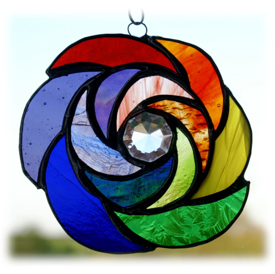  Rainbow Curls Stained Glass Suncatcher Abstract