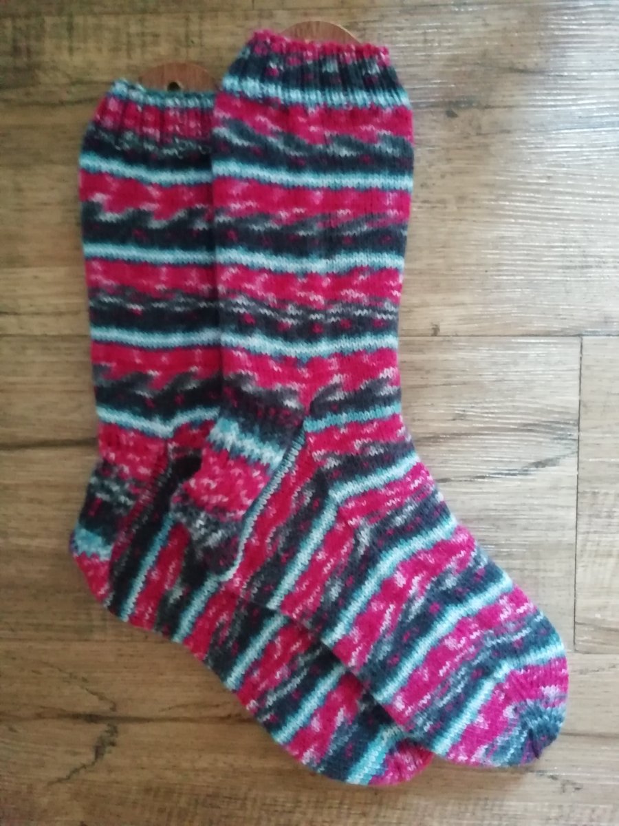 Socks, Hand Knitted, Med-Large size 7-8