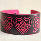 Leather Wrist Cuff: Celtic Heart Knot Bracelet