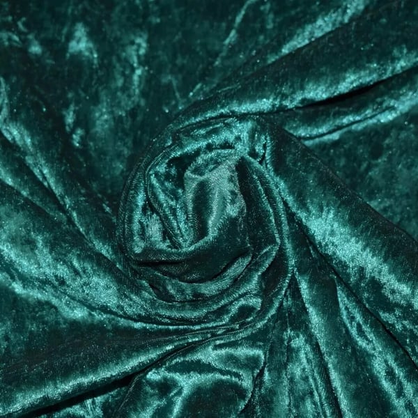 crushed velvet fabric material stretch soft bottle dark green 1 metre