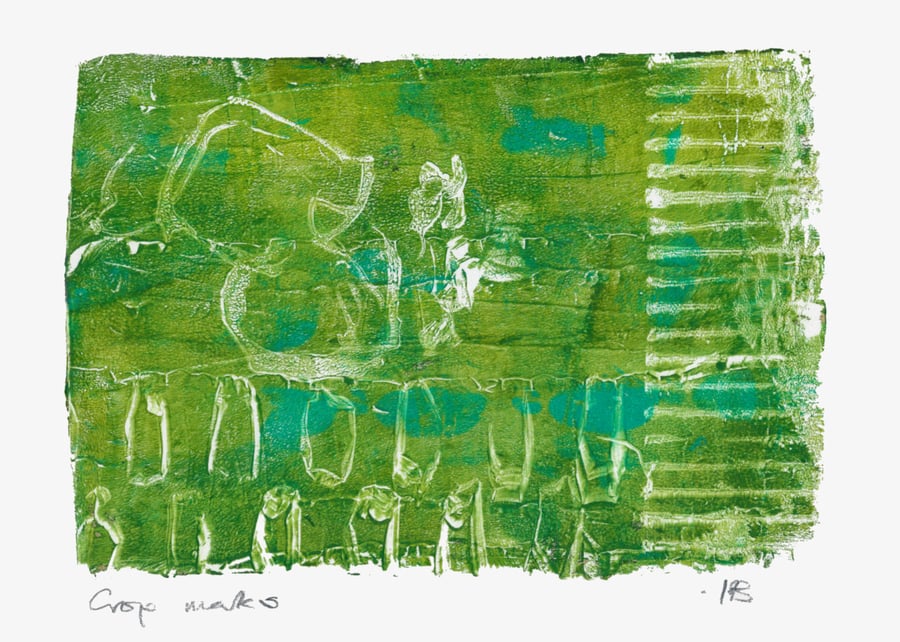 Crop marks - monotype made with acrylics on paper