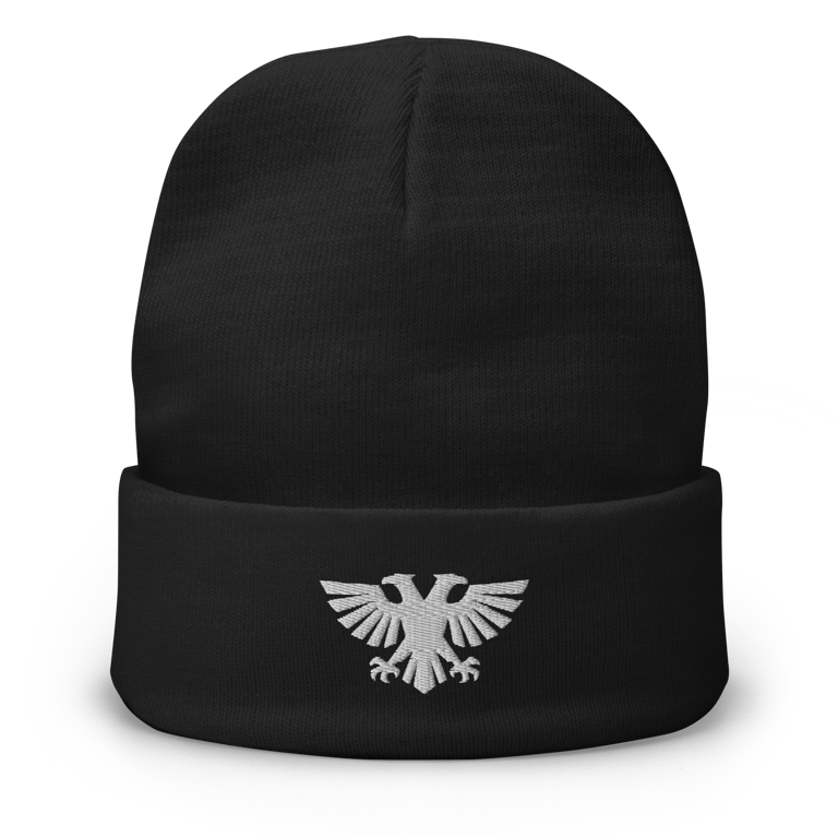 Double-Headed Eagle Beanie – Gothic Heraldic Knit Hat – Dark Fantasy Symbol
