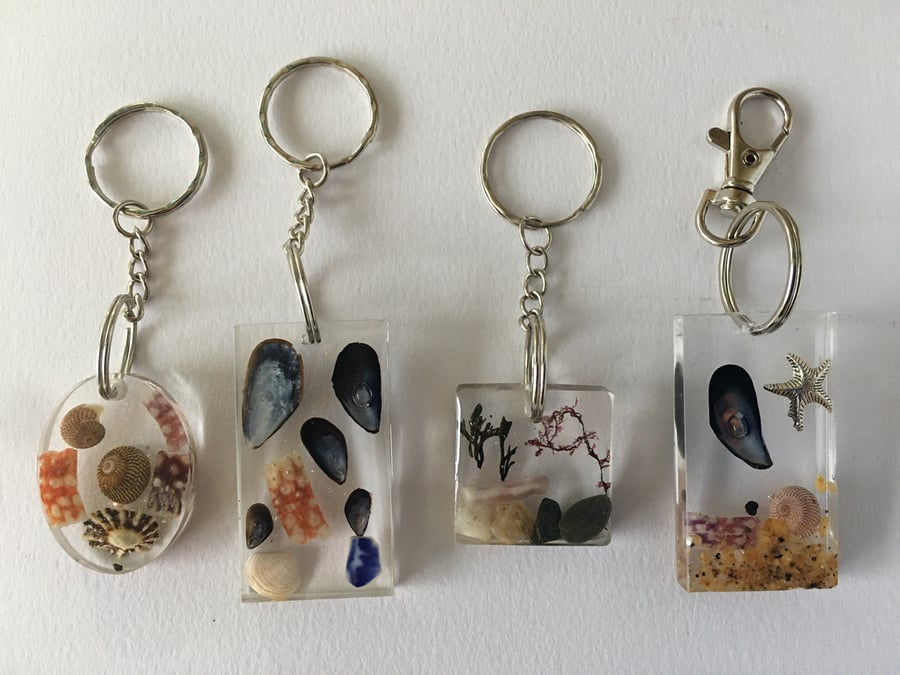 Beach keyring, clip ring. Beach finds from The  Shetland islands.
