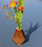 Handcrafted Oak Wood Sculptural Bud Vase with Glass Liner