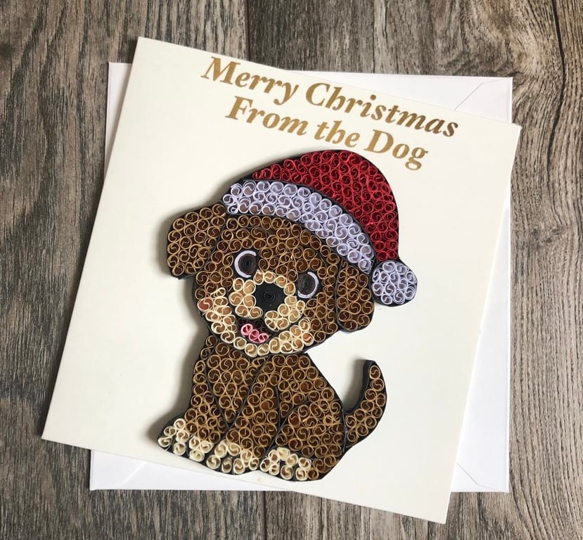 Stunning handmade quilled from the Dog Christmas card