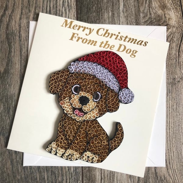 Stunning handmade quilled from the Dog Christmas card