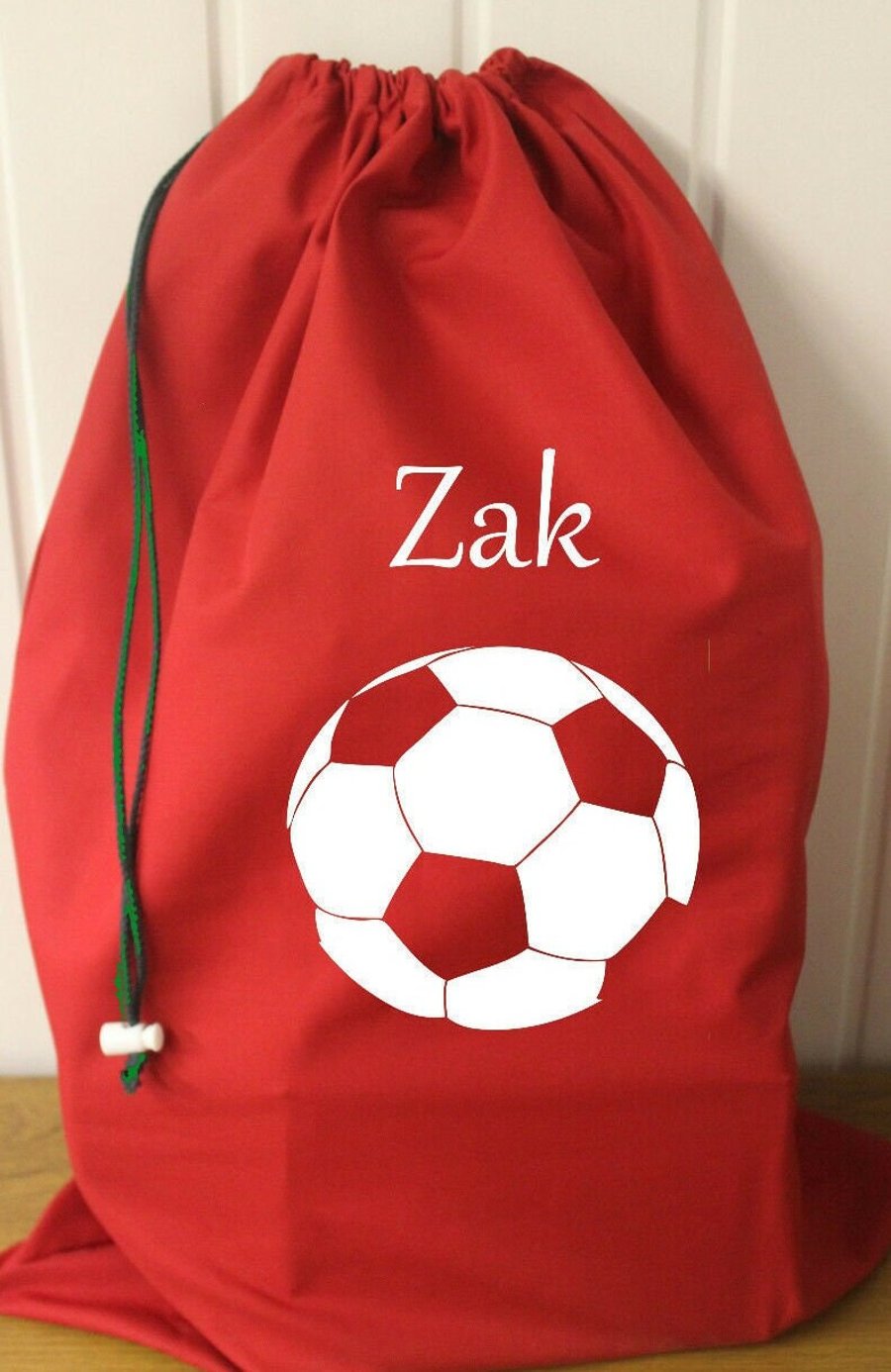 Personalised Football Sack: Large Cotton Birthday Gift Bag