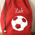 Personalised Football Sack: Large Cotton Birthday Gift Bag