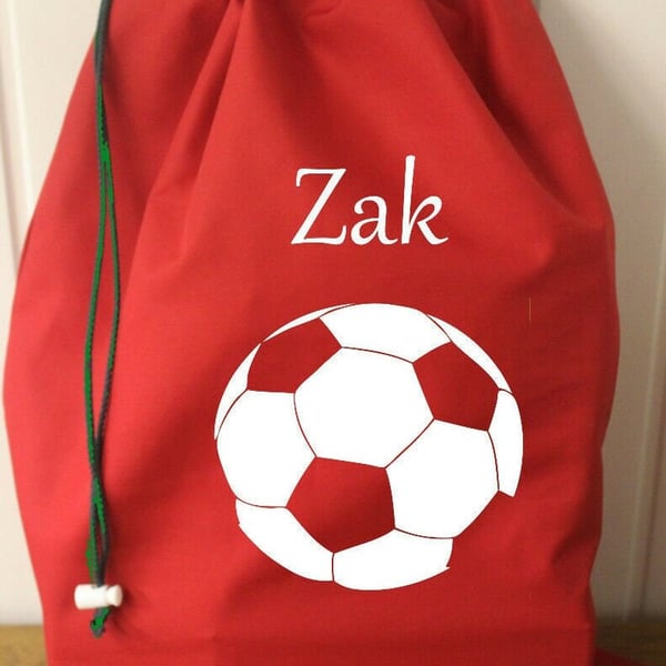 Personalised Football Sack: Large Cotton Birthday Gift Bag