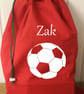 Personalised Football Sack: Large Cotton Birthday Gift Bag - Image 1