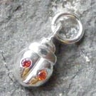 Fine Silver Ladybird Charm Set With CZ Stones and Sterling Silver Loop