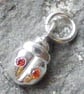 Fine Silver Ladybird Charm Set With CZ Stones and Sterling Silver Loop - Image 1
