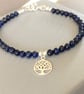 Lapis Lazuli Sterling Silver Tree of Life Charm Bracelet - Image 2