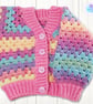 Pastel rainbow baby cardigan 0-3 mths. Baby cardigan. Rainbow cardigan. - Image 10