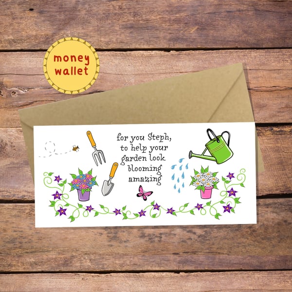 Gardeners Fund Personalised Money Wallet Card - cash gift envelope