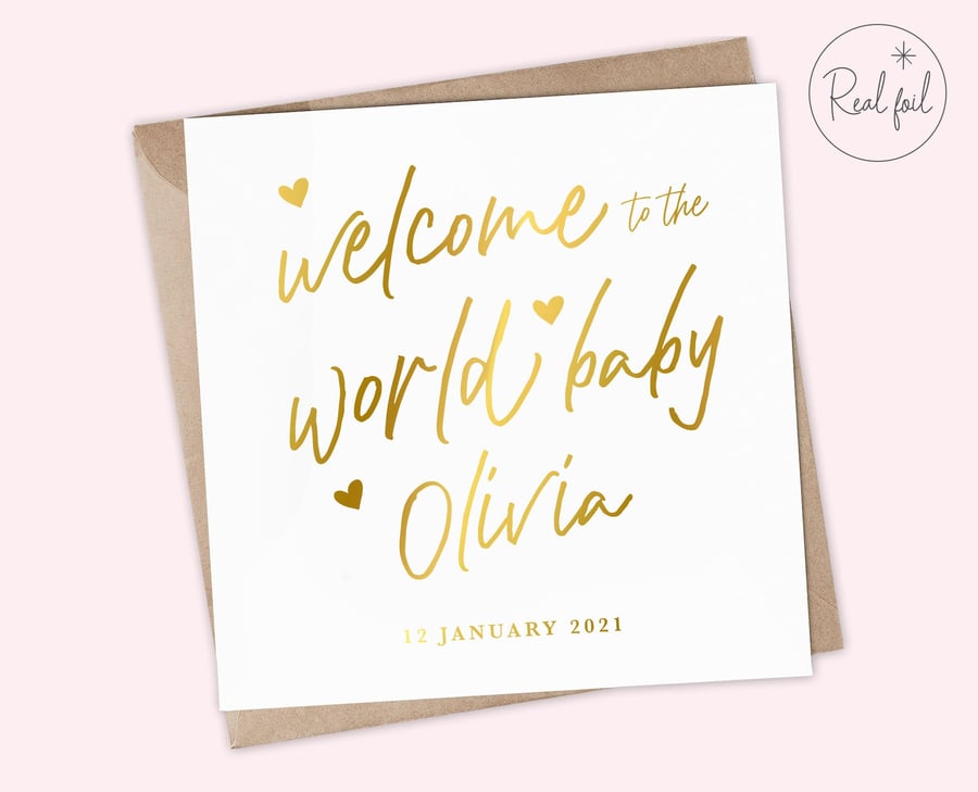 Personalised New Baby Card, Expecting Card, Welcome to the World Card, New Born,
