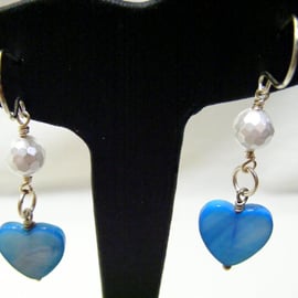 Shell Pearl and Shell Heart Earrings