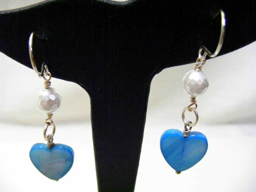 Shell Pearl and Shell Heart Earrings