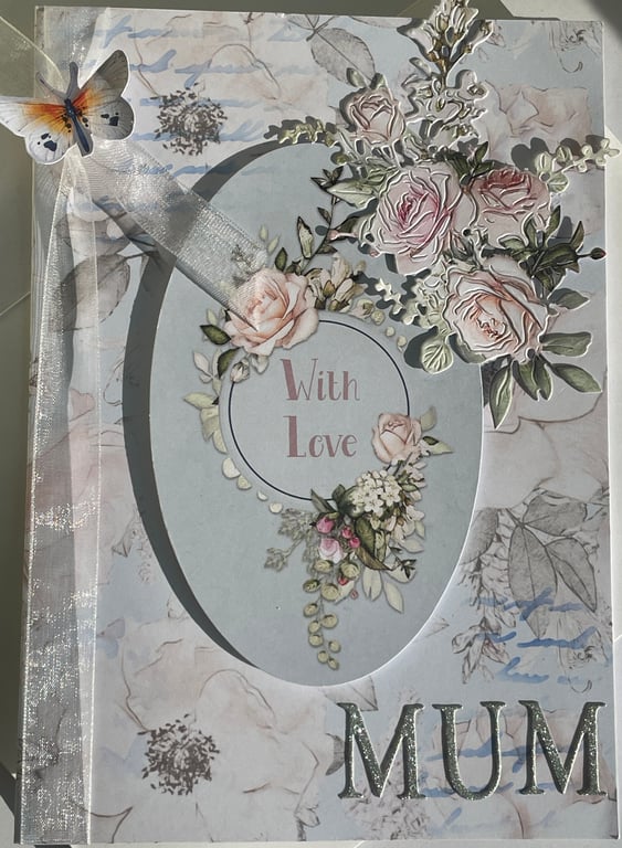 With love Mum faded elegance old roses Mother's Day card