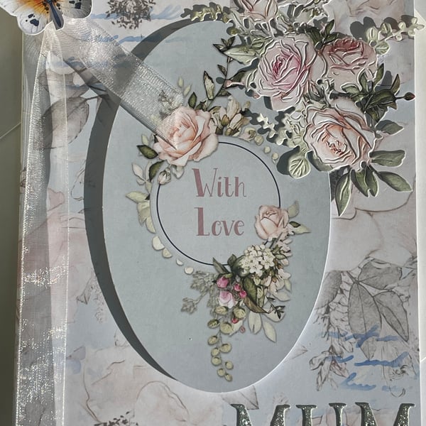 With love Mum faded elegance old roses Mother's Day card
