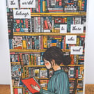 C6735  Card  The world belongs to those who read, Hammered Card, 