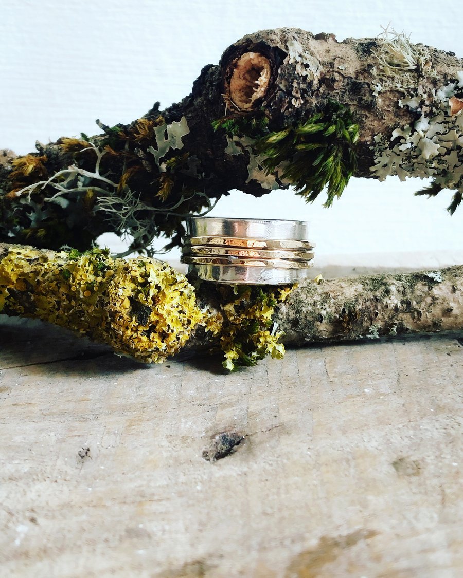 Spinner Ring - Mixed Metal Ring - Sterling Silver and Gold Ring