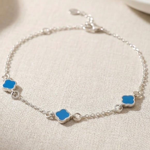 Minimalist Sterling Silver Clover Charm Bracelet