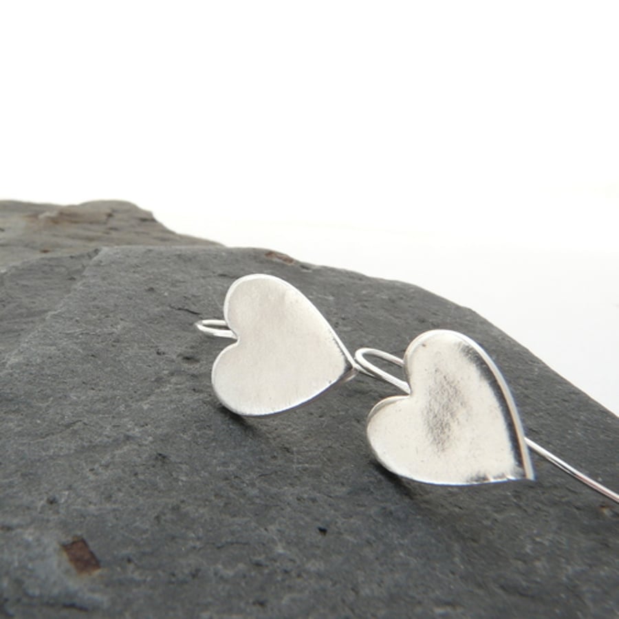 Beautiful silver heart earrings, valentines gift