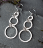 Textured Sterling Silver Open Circle Dangle Earrings  - Image 4