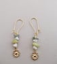 Flower drop earrings Gold Plated Daisy Green jade, White jasper, Yellow  - Image 2