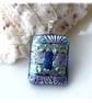 Dichroic Glass Pendant 282 Silver Florentine Handmade with silver plated chain - Image 6