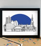 Leicester City FC Skyline Art Print with King Power Stadium - Image 1