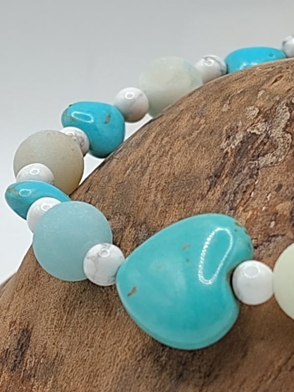 Calia 05. Dyed Howlite, Frosted amazonite, Howlite Stone Bracelet
